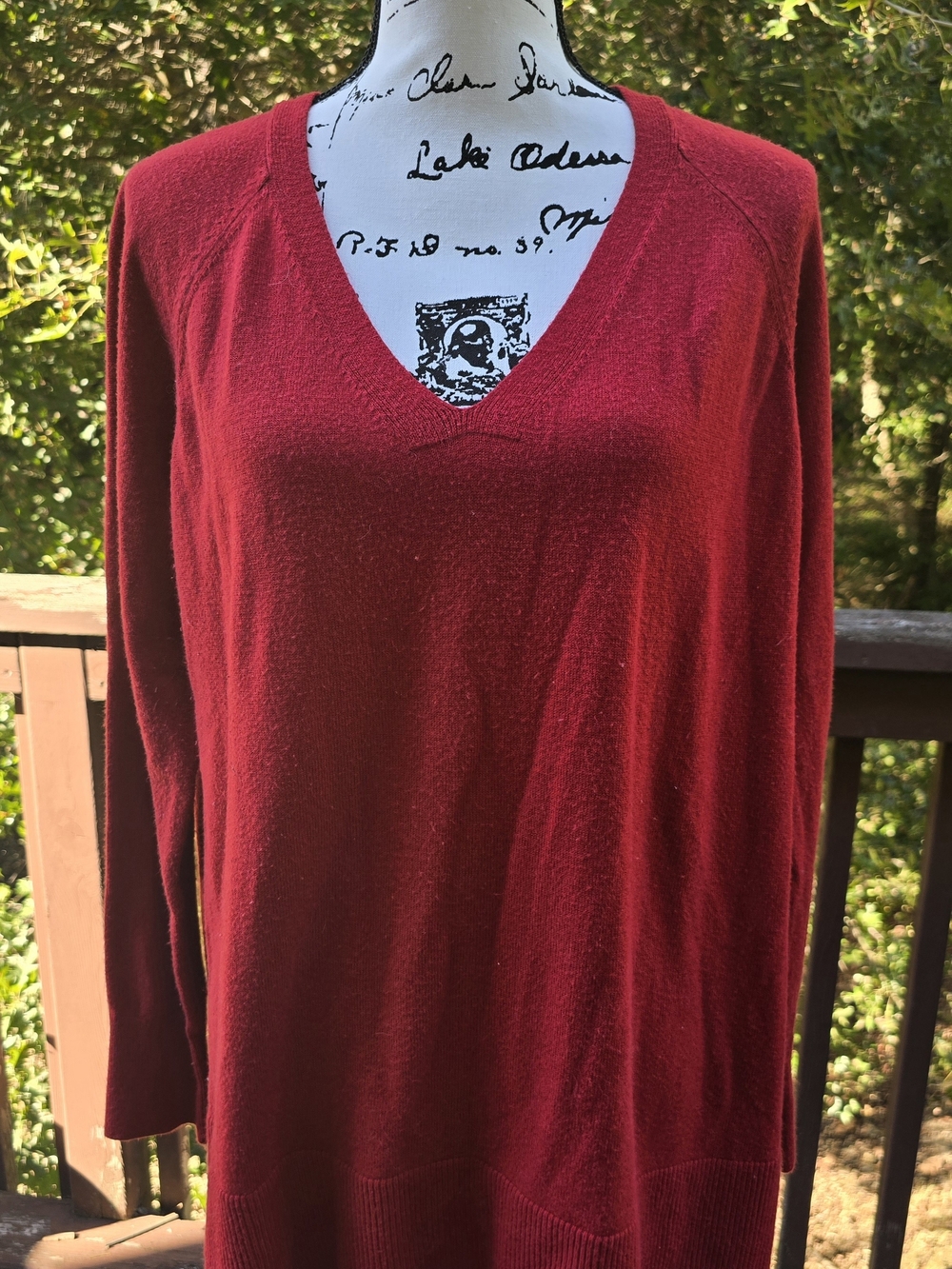 LOFT Deep Red V-Neck Long Sleeve Sweater